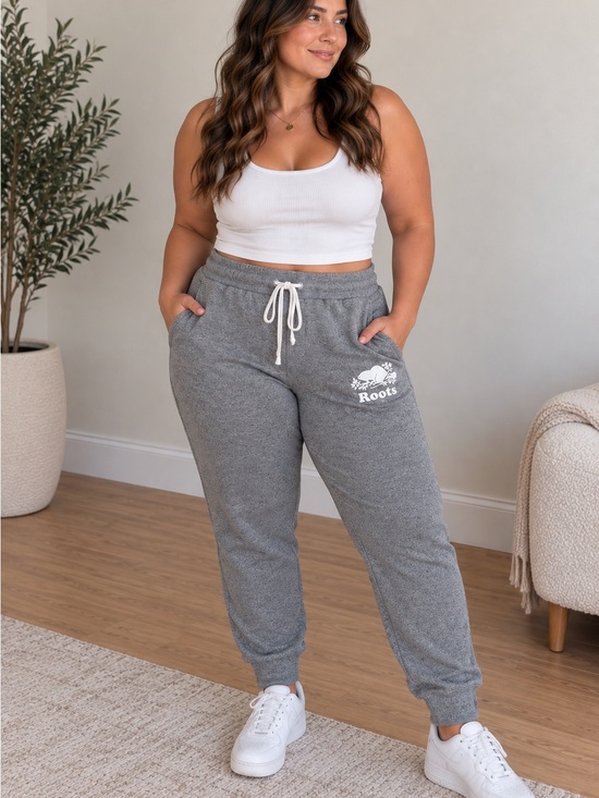Roots Pants - Roots Gray Jogger Sweatpants with White Logo